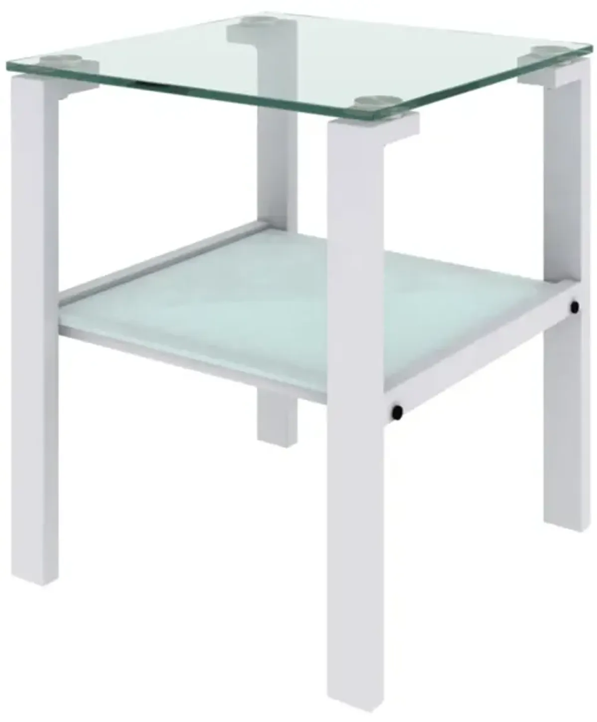 2-layer glass tea table, small round bedroom/living room corner side table, white