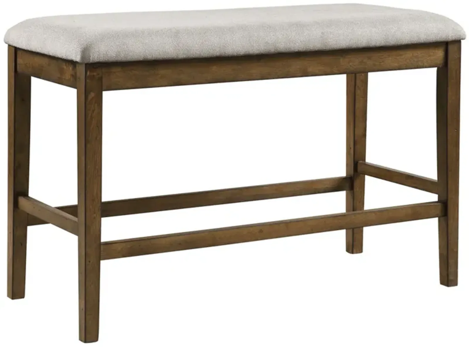 Carl 39 Inch Two Tone Counter Bench, Gray Fabric Seat, Light Oak Wood-Benzara