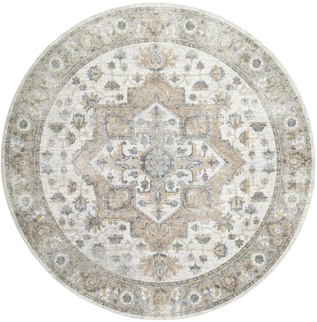 Astra Machine Washable ASW12 Silver/Gray 7'10" x Round Rug