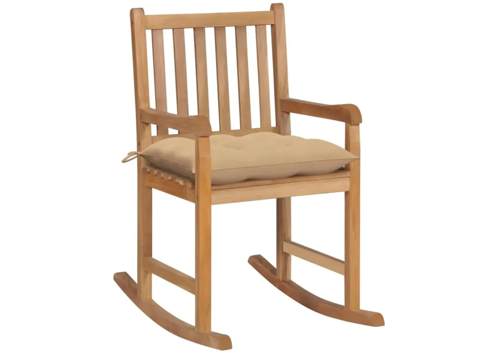 vidaXL Rocking Chair with Beige Cushion Solid Teak Wood