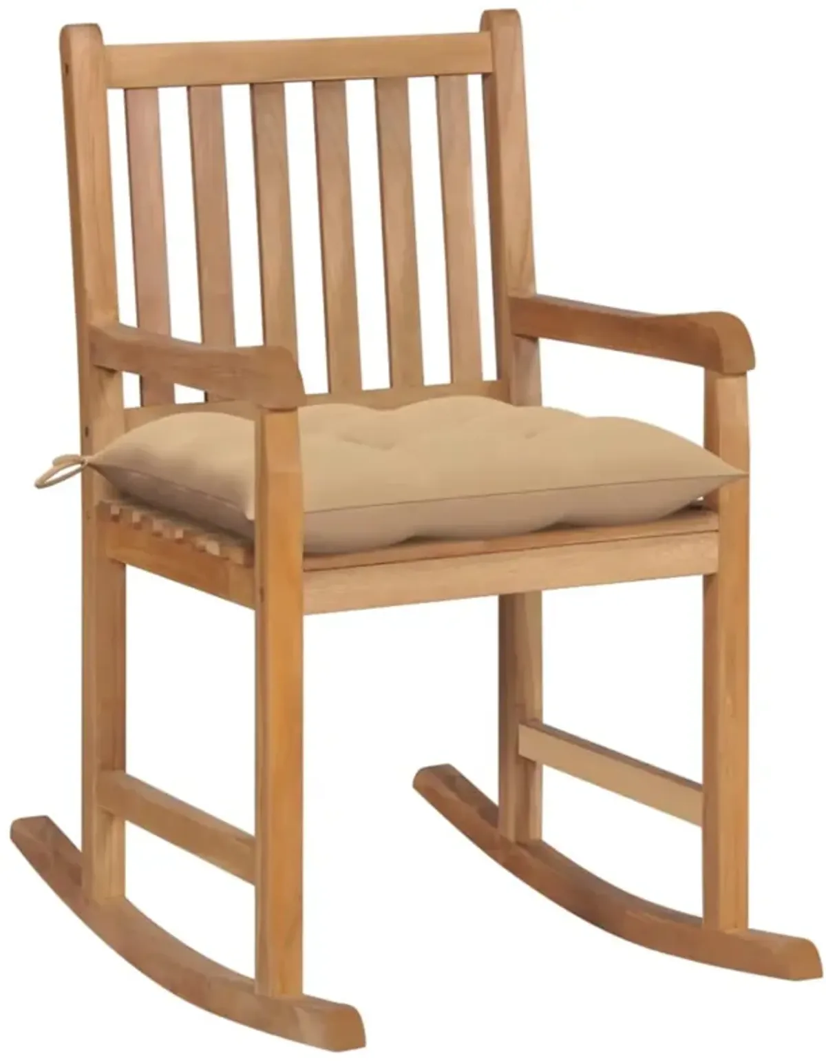 vidaXL Rocking Chair with Beige Cushion Solid Teak Wood