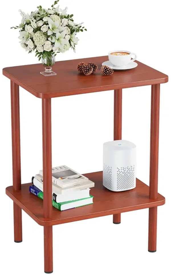Apicizon 2 Tier End Table, Boho Side Table with Storage Shelf, Nightstand Bedside Table for Small Spaces, Bedroom, Living Room,
