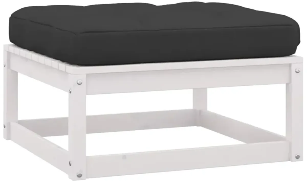 vidaXL Garden Footstools with Cushions 2 pcs White Solid Pinewood