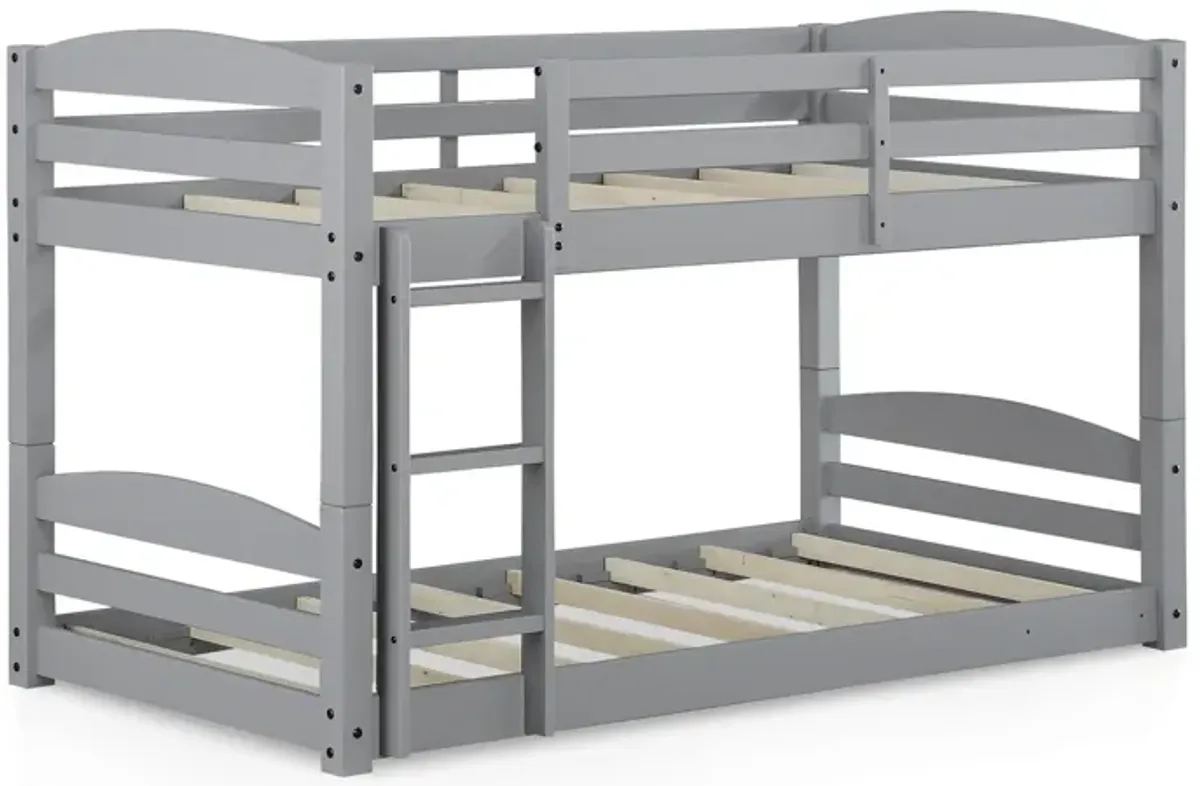 DHP Sierra Low Profile Twin over Twin Bunk Bed with Ladder, Gray