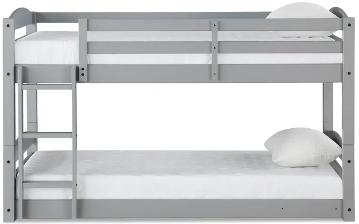 DHP Sierra Low Profile Twin over Twin Bunk Bed with Ladder, Gray