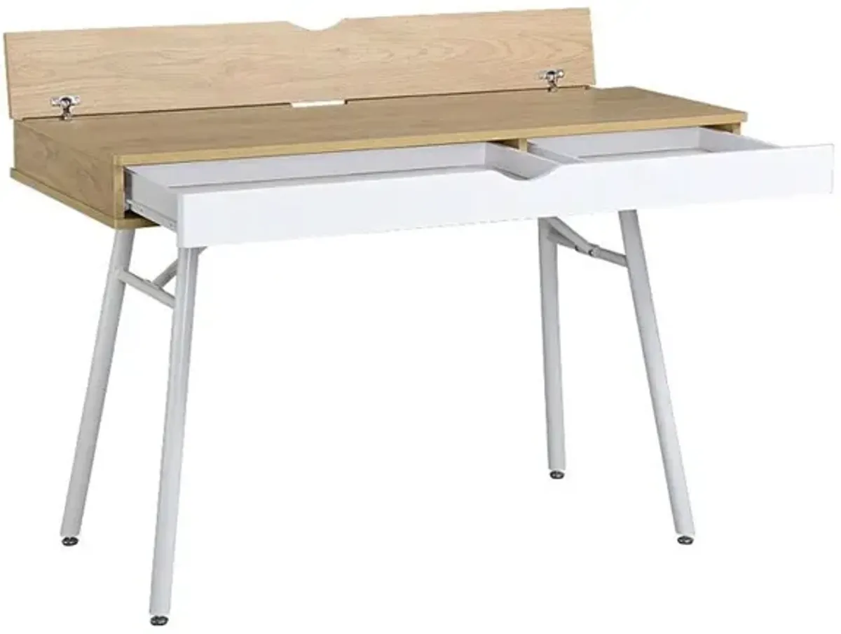 Hivvago Modern Heavy Duty Laptop Computer Desk with Storage Drawer in Pine Wood Finish