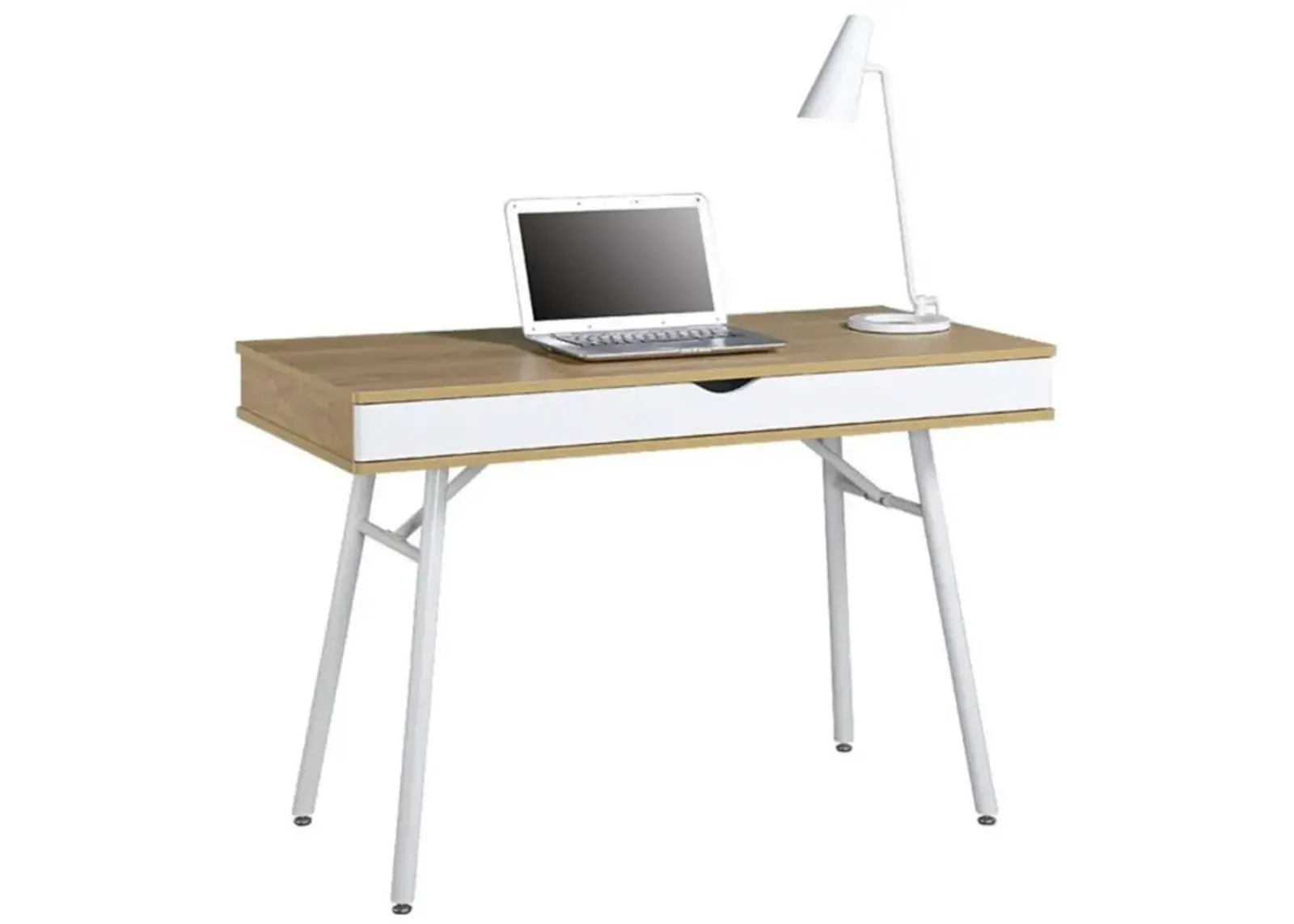 Hivvago Modern Heavy Duty Laptop Computer Desk with Storage Drawer in Pine Wood Finish