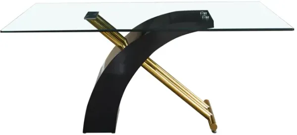Rectangular Glass Top Dining Table, Modern Design Rectangular Room Table For Home (Black Or White)