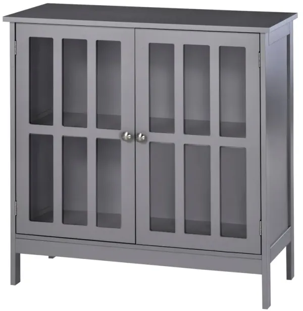 Gray Space-Saver: Multifunctional Bathroom Cabinet with Door and Shelves