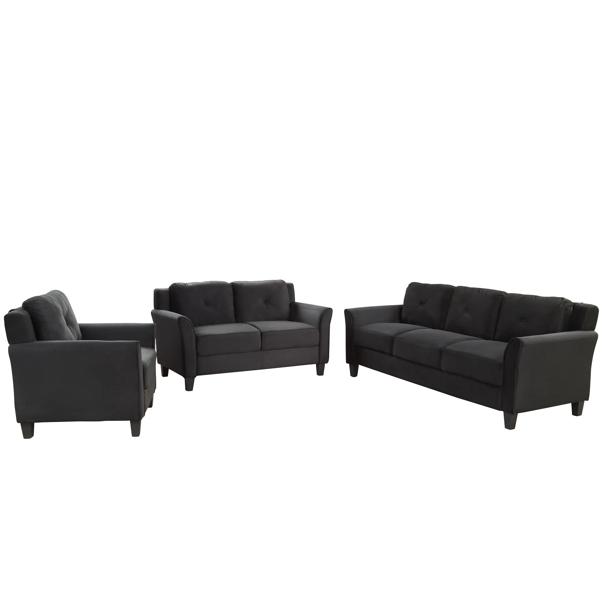 Merax  Button Tufted 3 Piece Chair Loveseat Sofa Set