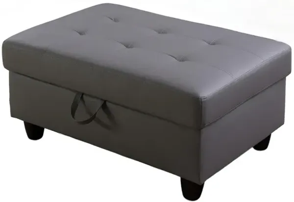 35 in. W Faux Leather Rectangle Ottoman with Storage