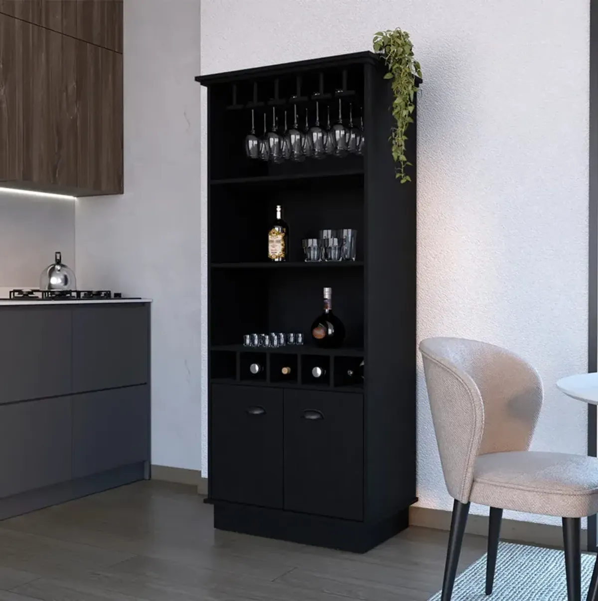 Bar Cabinet Taholah, Living Room, Black