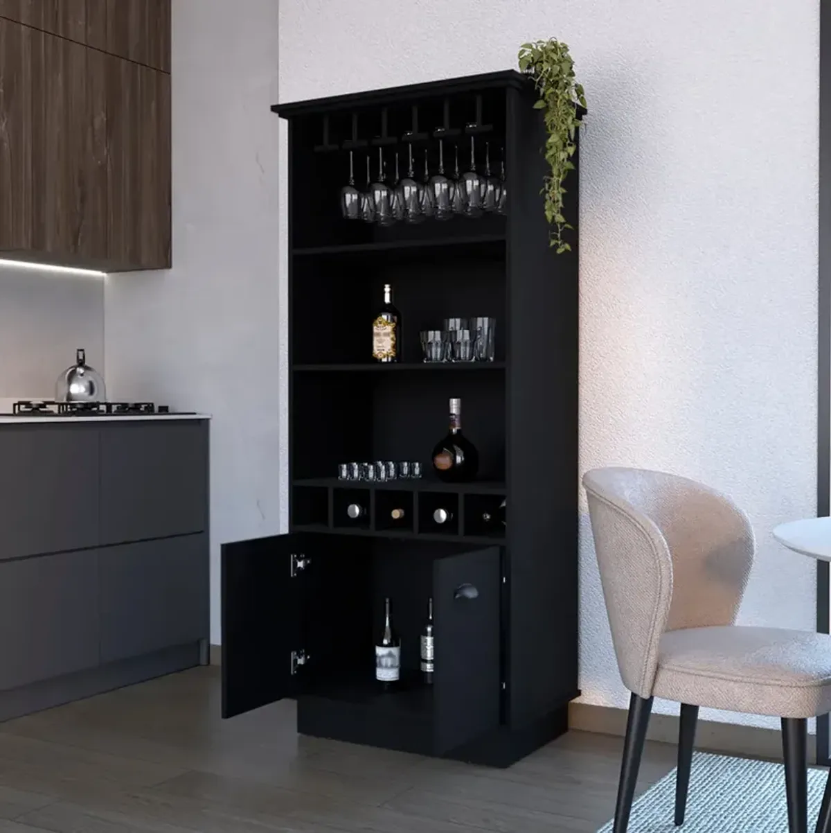 Bar Cabinet Taholah, Living Room, Black