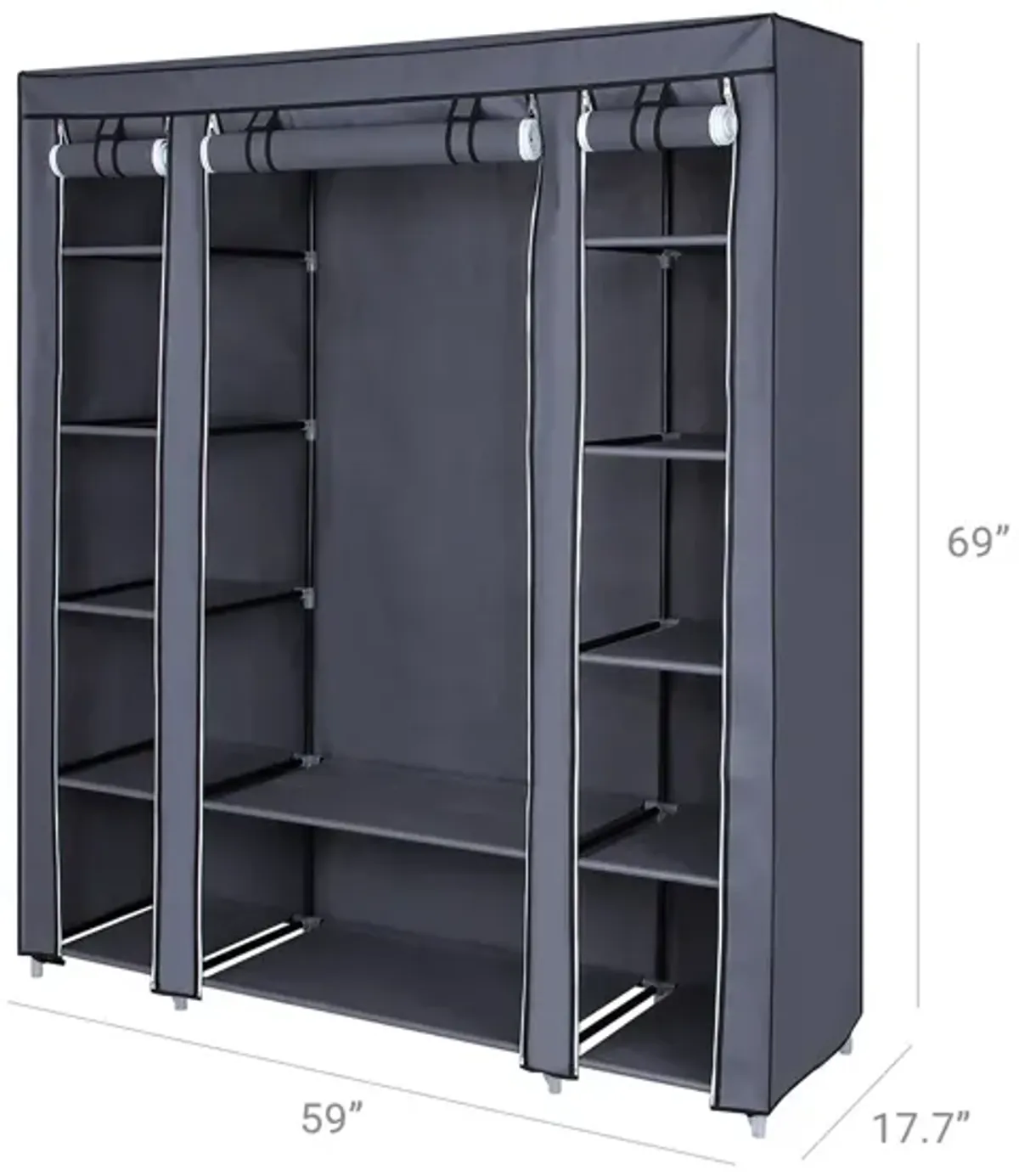 Portable Clothes Storage Solution with Shelves & Hanging Rail