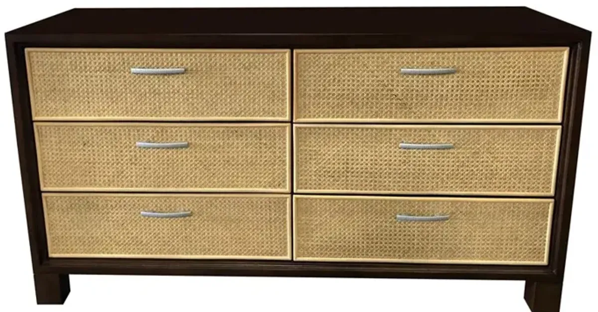 Elegant Cane Dresser 6 Drawer