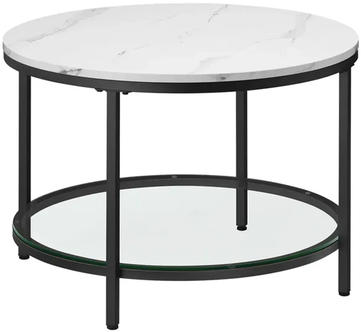 Faux Marble Round Coffee Table for Elegant Living Room Decor