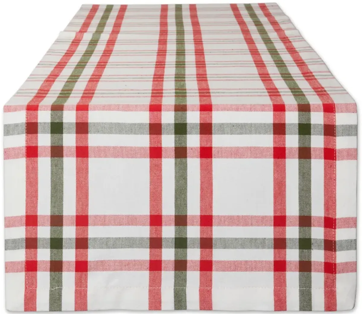 14" x 72" Red and White Nutcracker Plaid Decorative Table Runner