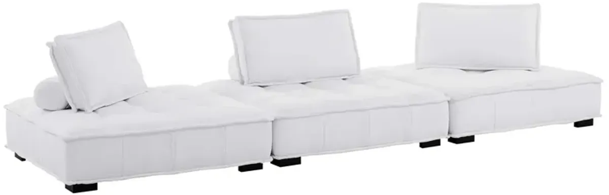 Saunter Tufted Fabric 3-Piece Sofa White