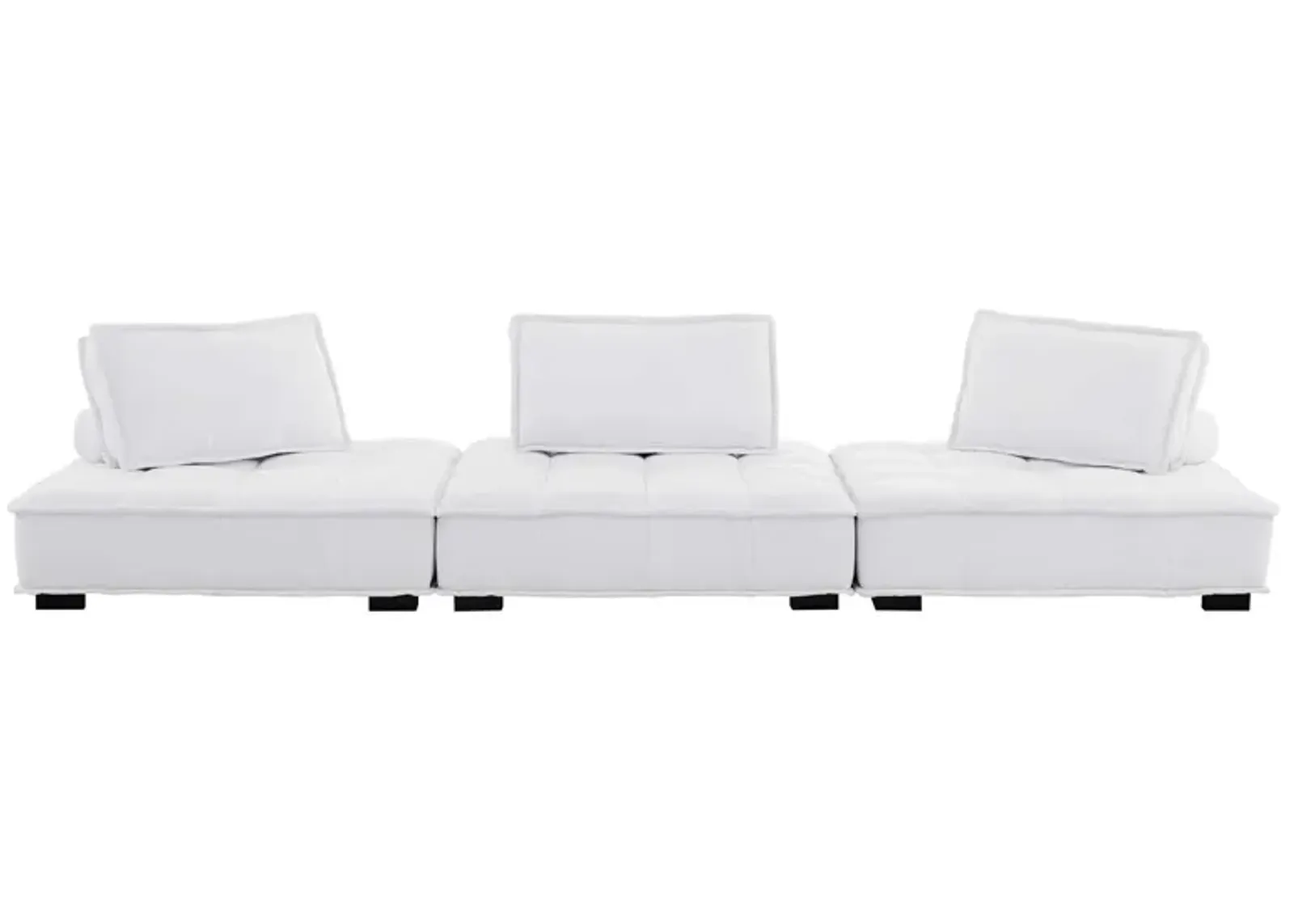 Saunter Tufted Fabric 3-Piece Sofa White