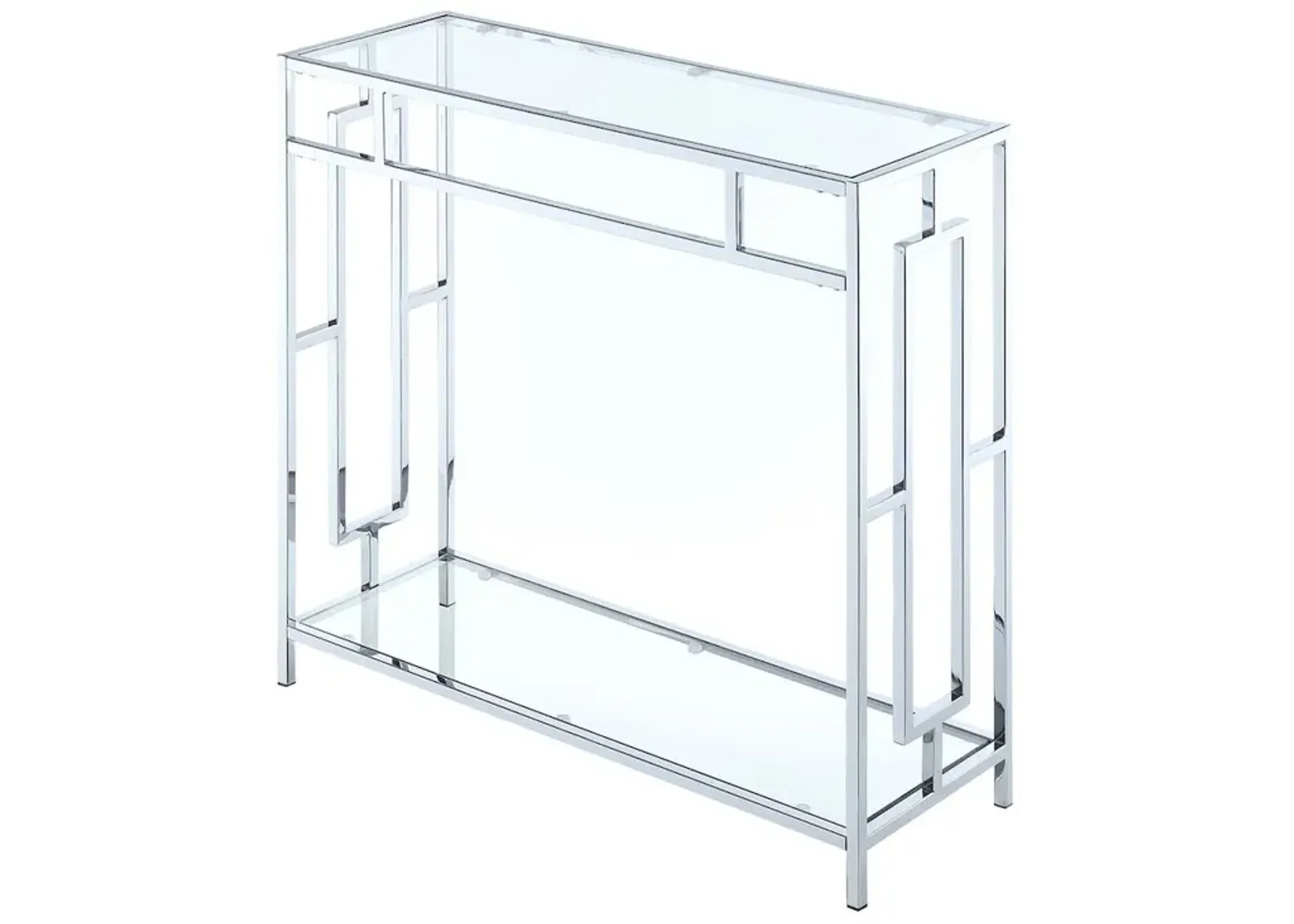 Convenience Concepts Town Square Chrome Glass Entryway Hall Table with Shelf