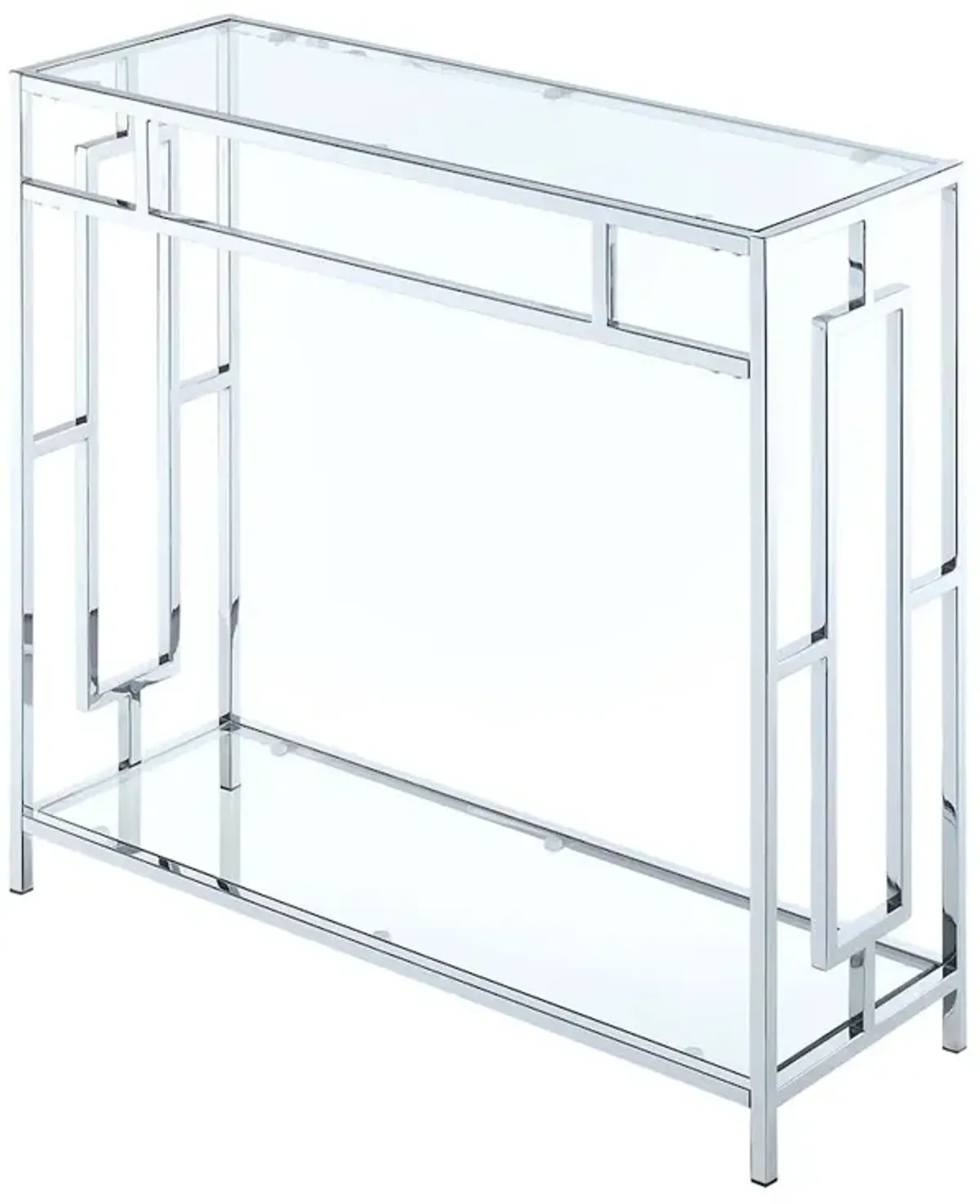 Convenience Concepts Town Square Chrome Glass Entryway Hall Table with Shelf