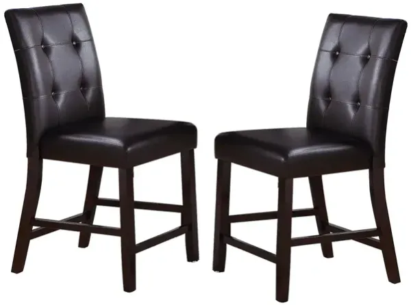 Streamdale Leroux Upholstered Counter Height Chairs In Espresso Finish, Set Of 2