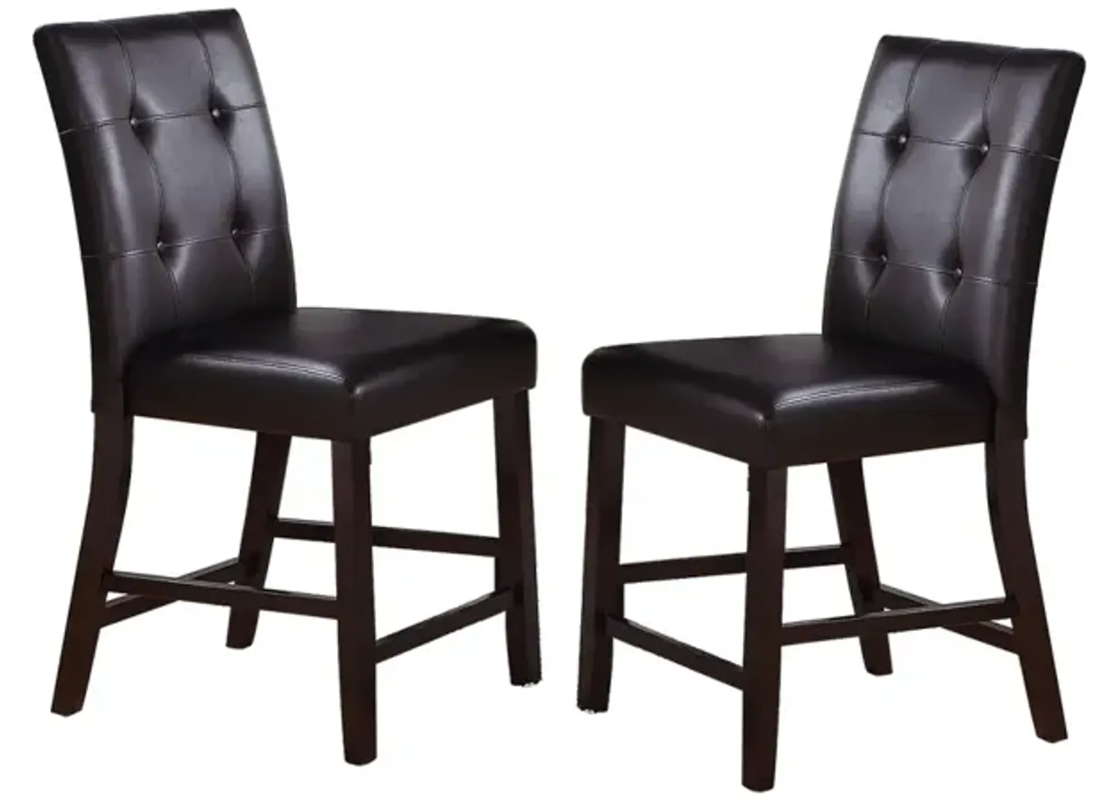 Leroux Upholstered Counter Height Chairs In Espresso Finish, Set Of 2