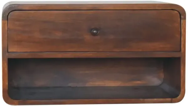 Artisan Furniture Solid Wood Large Chestnut Curve Floating Bedside