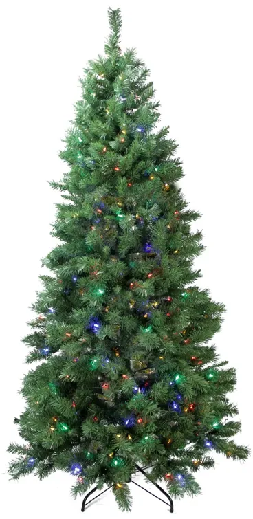 7' Pre-Lit Slim Glacier Pine Artificial Christmas Tree - Multicolor LED Lights