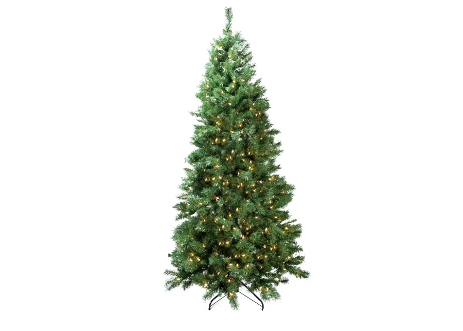 7' Pre-Lit Slim Glacier Pine Artificial Christmas Tree - Multicolor LED Lights