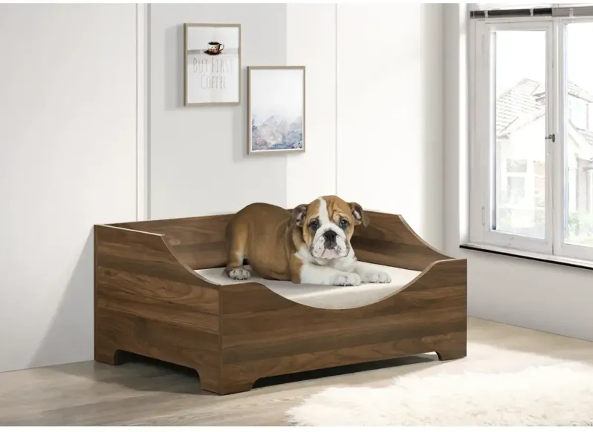 Gibson Brown Alder Wood Finish 36" Wide Modern Comfy Pet Bed With Cushion