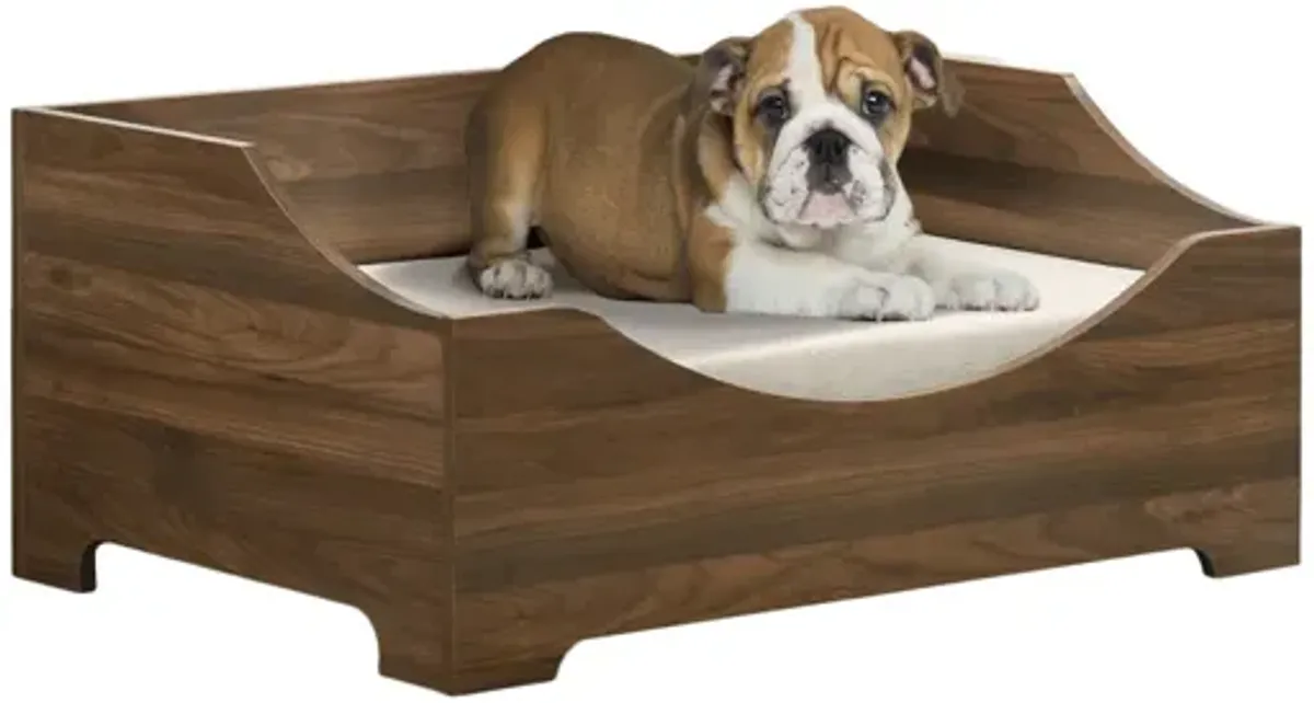 Gibson Brown Alder Wood Finish 36" Wide Modern Comfy Pet Bed With Cushion