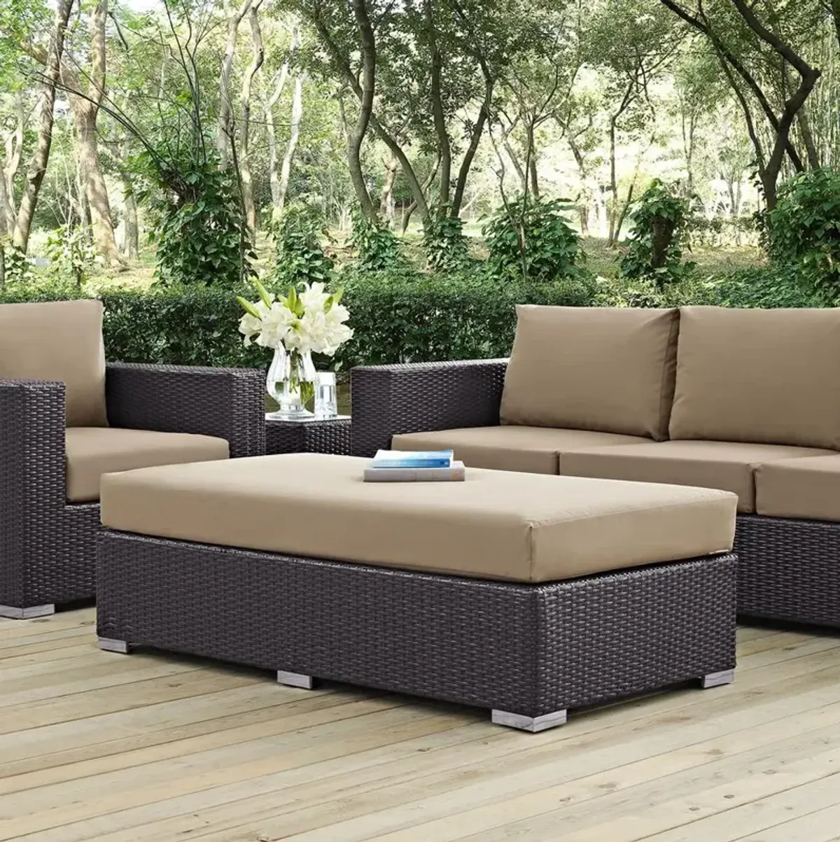 Modway Convene Outdoor Patio Fabric Rectangle Ottoman