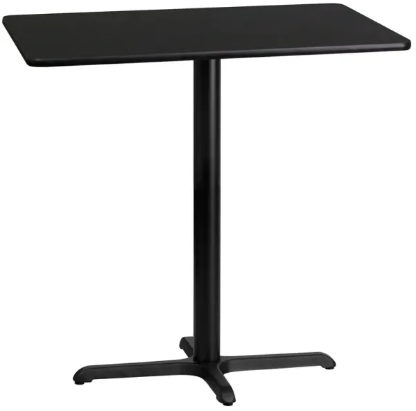 Flash Furniture 24'' x 42'' Rectangular Black Laminate Table Top with 23.5'' x 29.5'' Bar Height Table Base