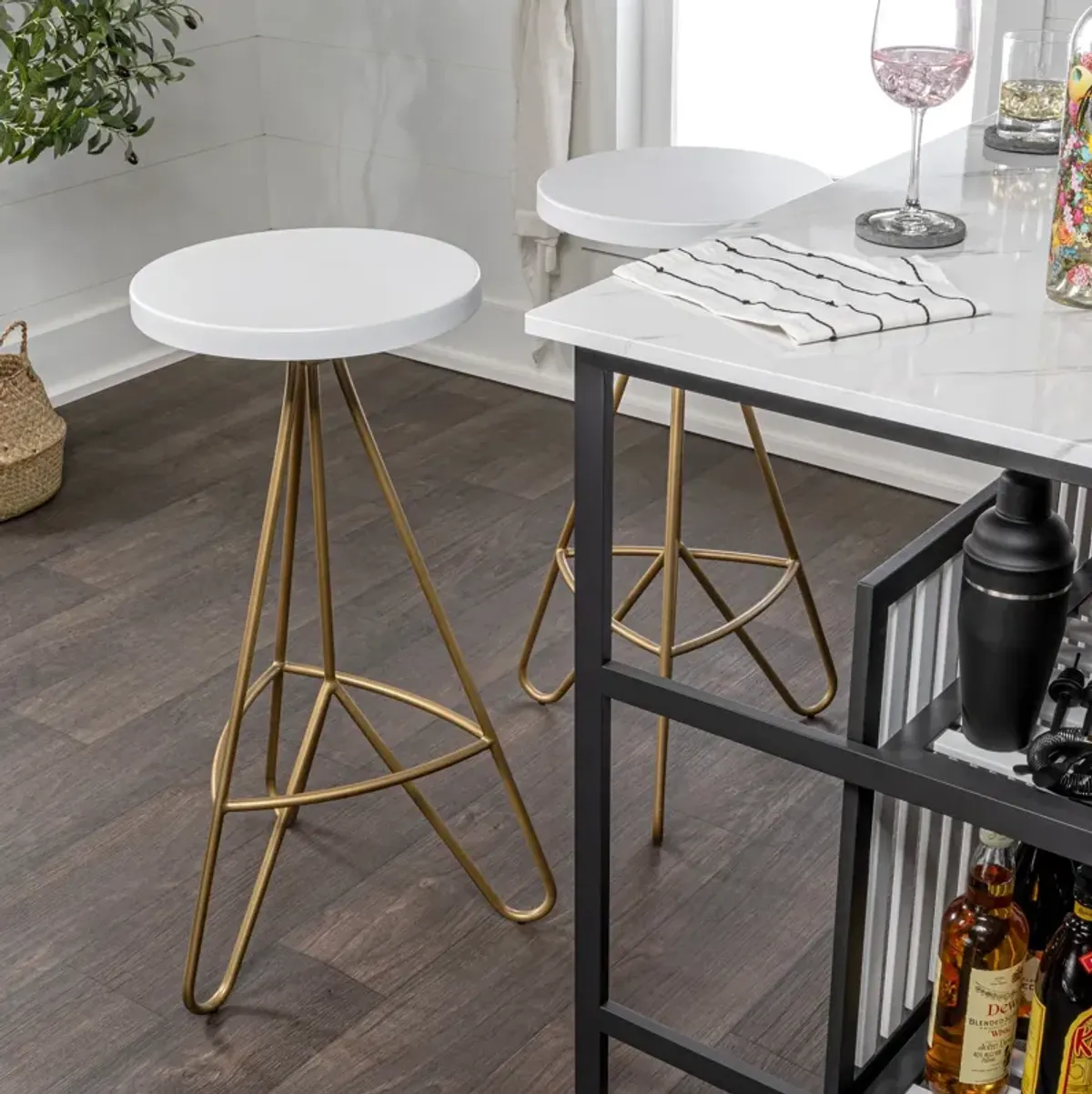 Trinity 30" Modern Industrial Iron Tripod Backless Bar Stool