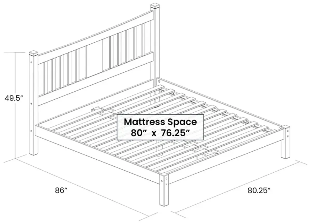 King Farmhouse Style Solid Wood Platform Bed Frame with Headboard in Cherry