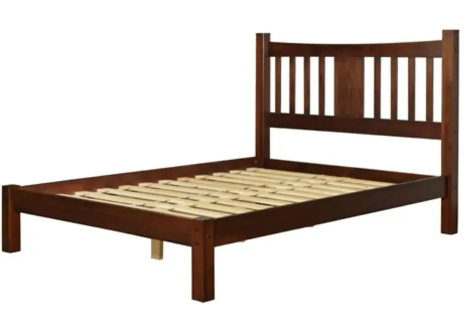 King Farmhouse Style Solid Wood Platform Bed Frame with Headboard in Cherry