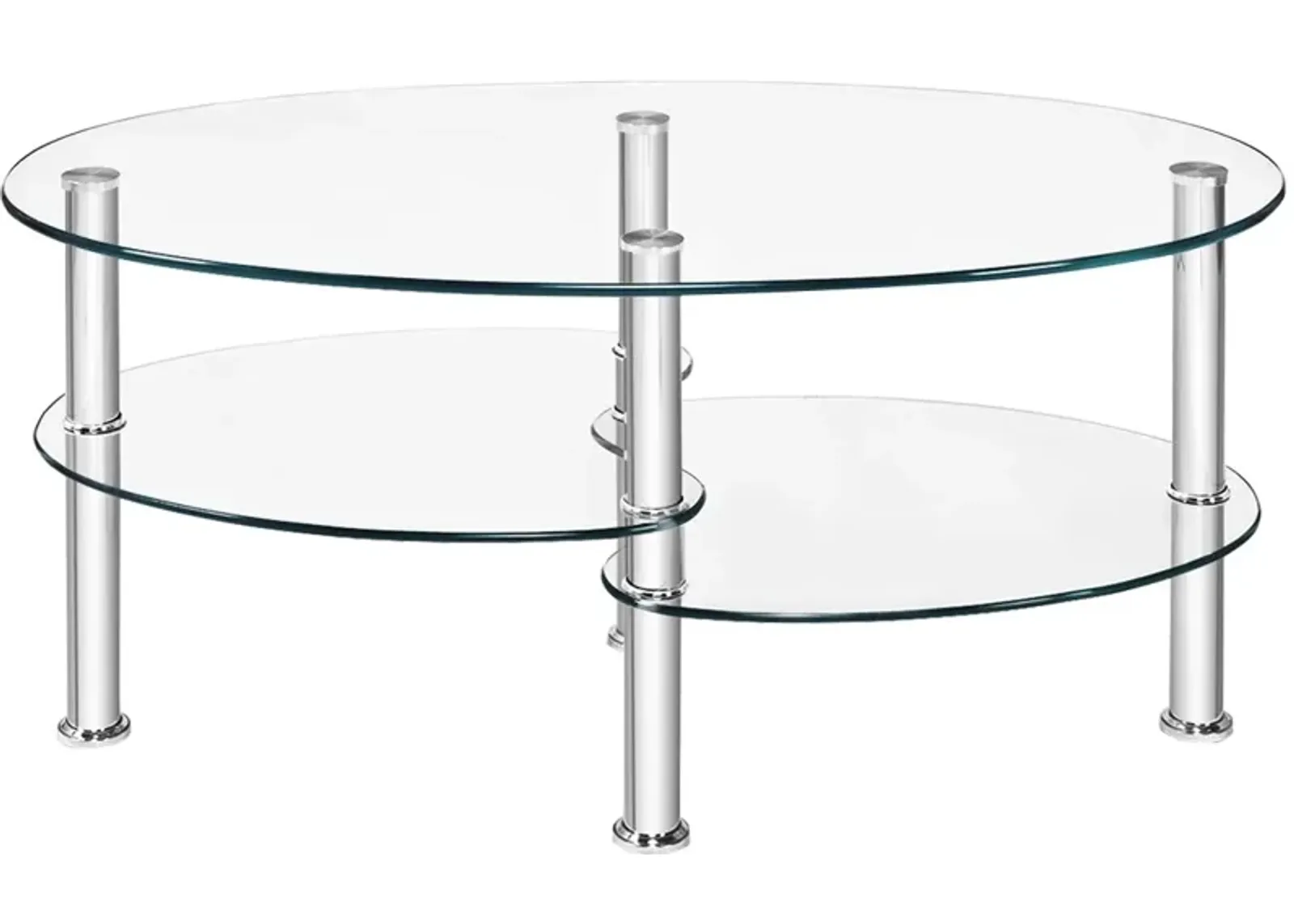 Tempered Glass Oval Side Coffee Table-Transparent