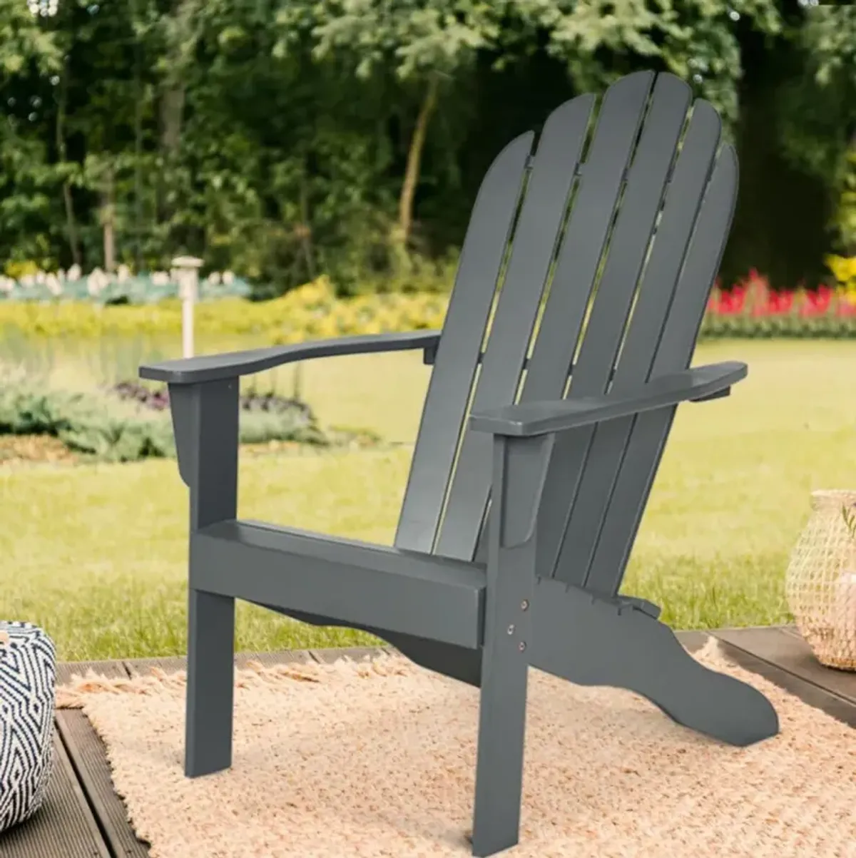 Hivvago Acacia Wood Outdoor Adirondack Chair with Ergonomic Design