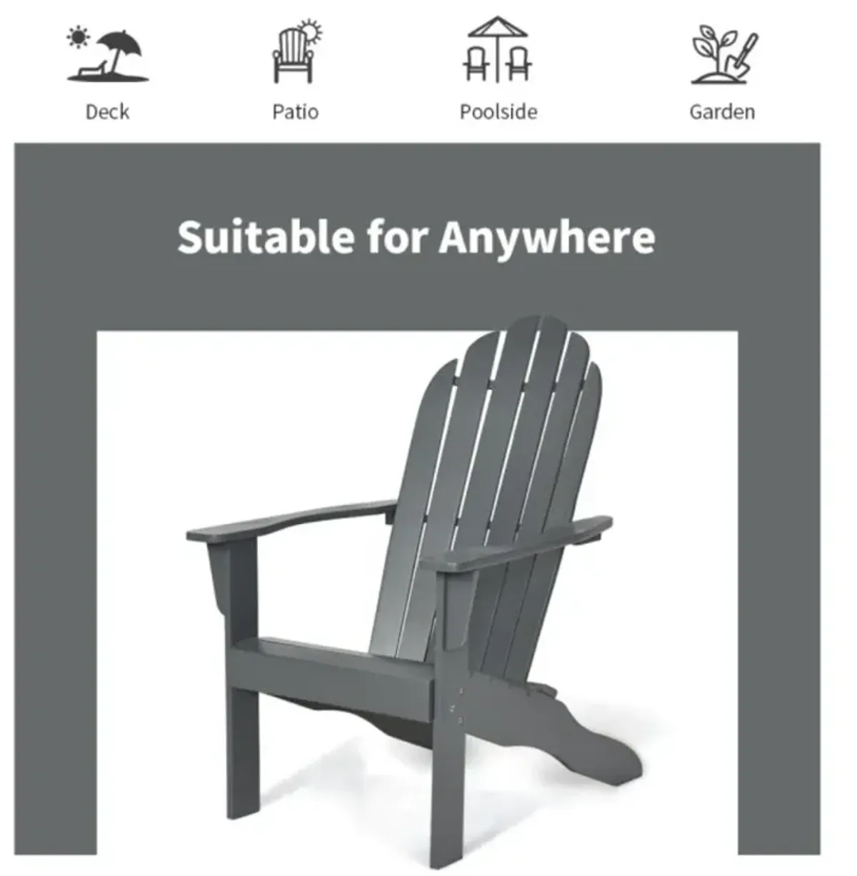 Hivvago Acacia Wood Outdoor Adirondack Chair with Ergonomic Design