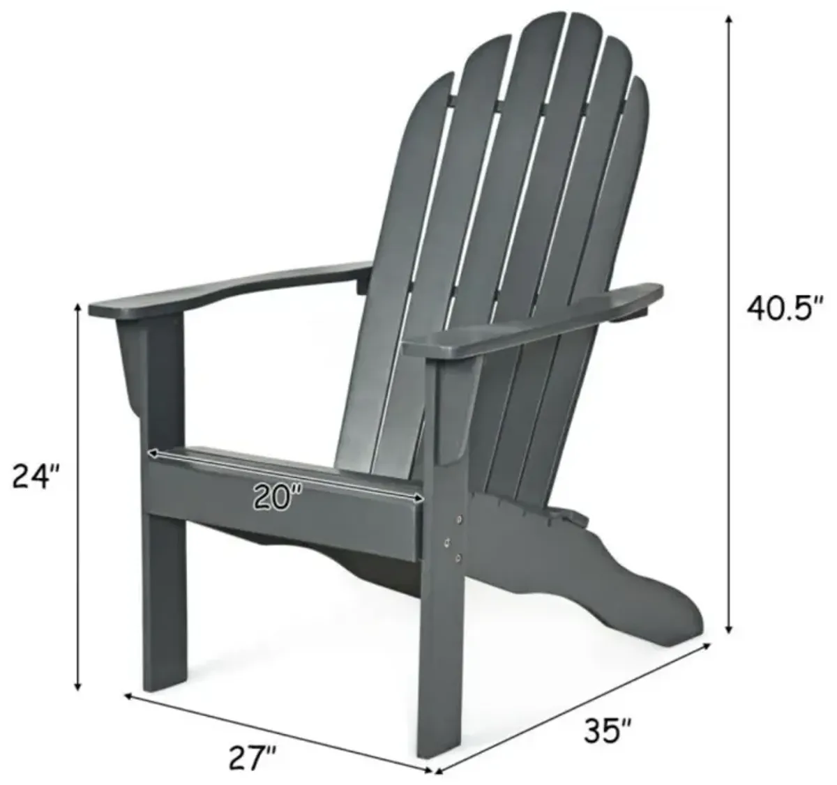 Hivvago Acacia Wood Outdoor Adirondack Chair with Ergonomic Design