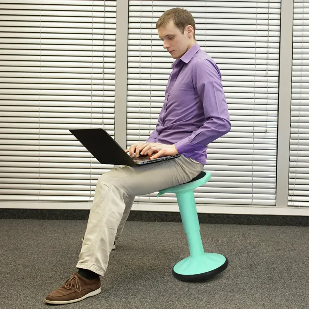 Costway Wobble Chair Height Adjustable Active Learning Stool Sitting Home Office Green Backless Silicone