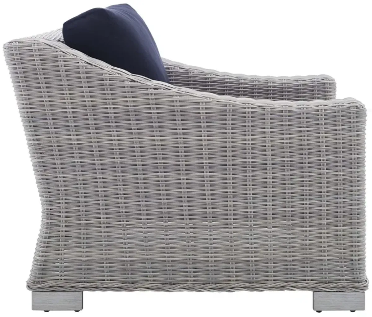 Modway Conway Sunbrella Outdoor Patio Wicker Rattan, Armchair, Light Gray Navy