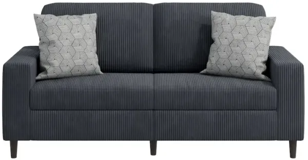 HL Home Furnishings Small Space Sofa in Soft Comfy Charcoal Gray Corduroy Fabric