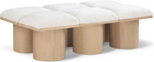 Meridian Furniture Pavilion Cream Boucle Fabric Bench