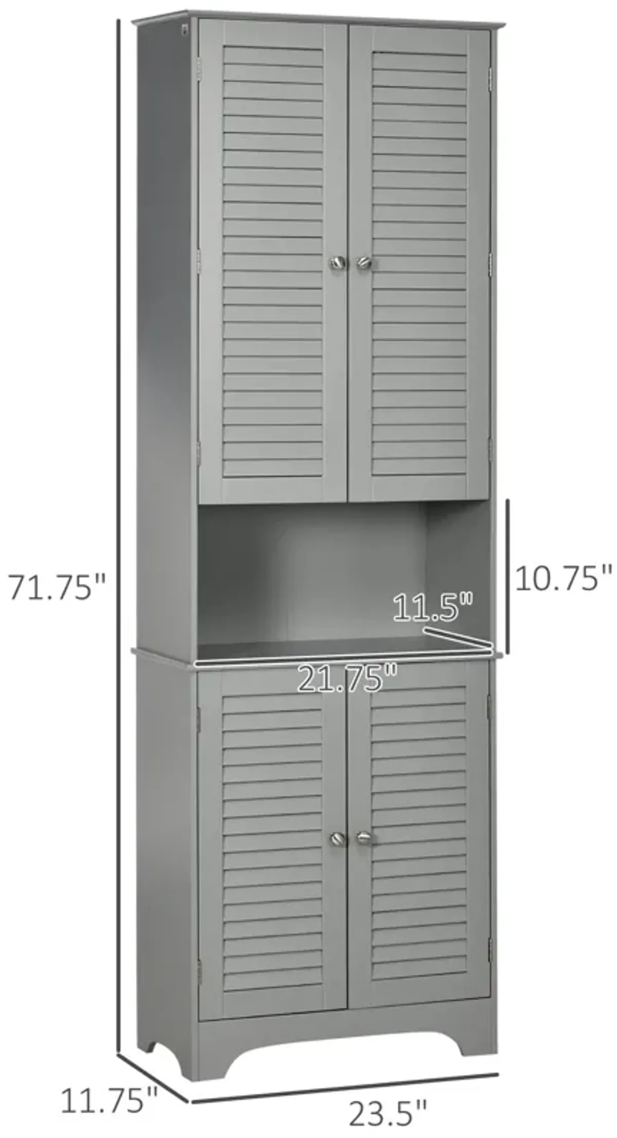 Grey Bathroom Storage: Freestanding Linen Tower with Adjustable Shelves