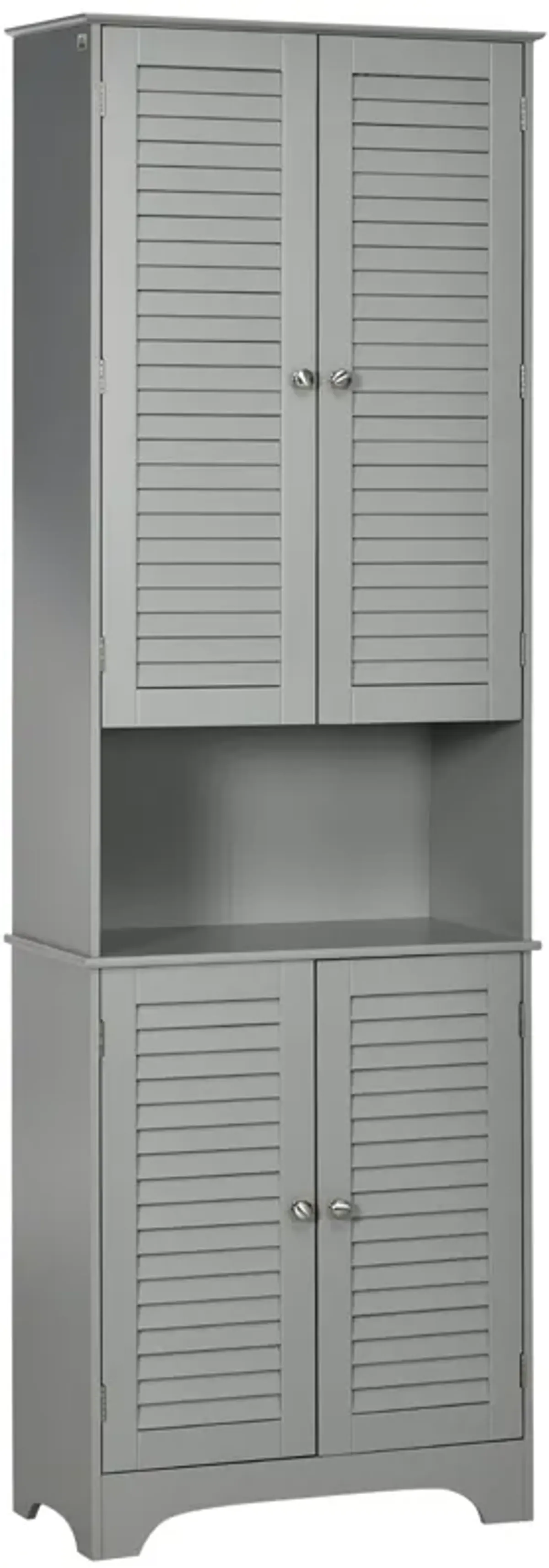 Grey Bathroom Storage: Freestanding Linen Tower with Adjustable Shelves