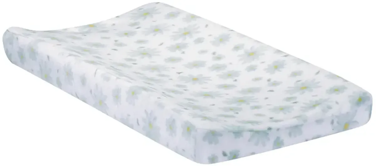 Lambs & Ivy Sweet Daisy White/Blue Flowers Changing Pad Cover