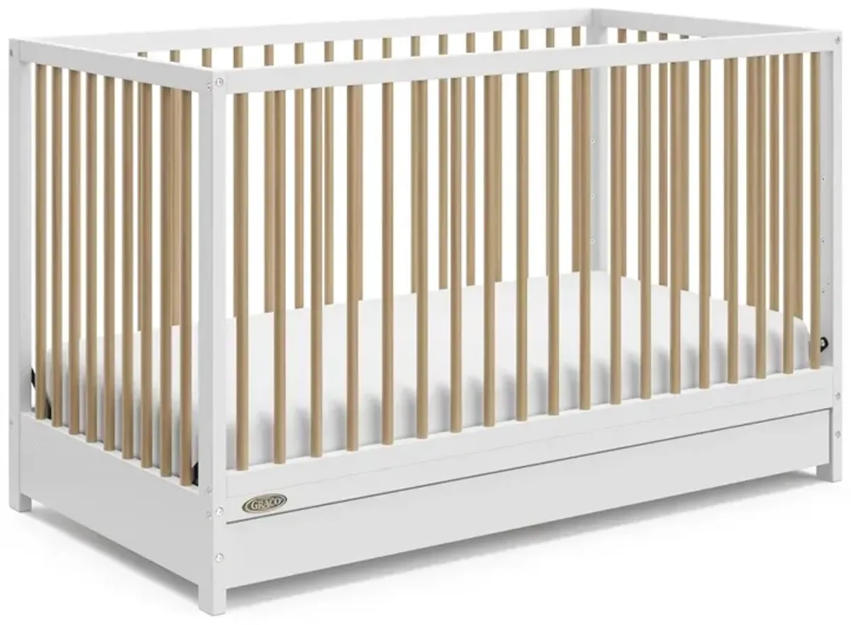 Graco Teddi 5-in-1 Convertible Crib with Drawer - White with Driftwood