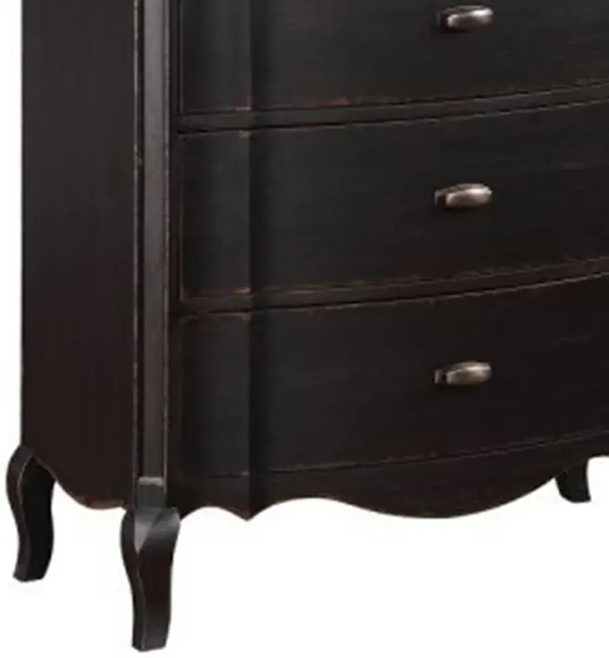 Benjara Cherry 38 Inch Tall Dresser Chest, 5 Drawer, Cabriole Legs Black Rubberwood